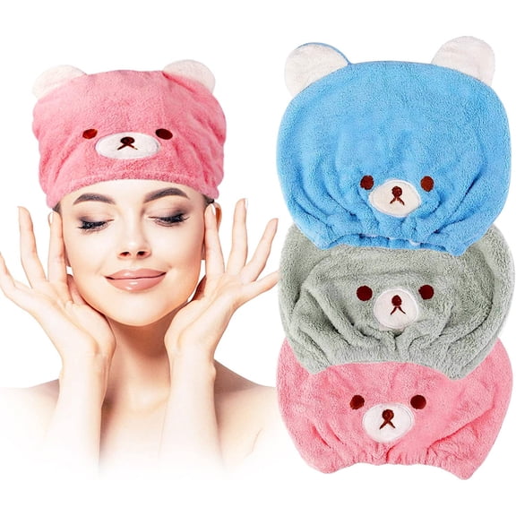 3Pcs Hair Drying Towel for Kids Girls Soft Absorbent Kids Dry Hair Cap Kids Hair Towel Wrap Head Towel Wraps for Kids