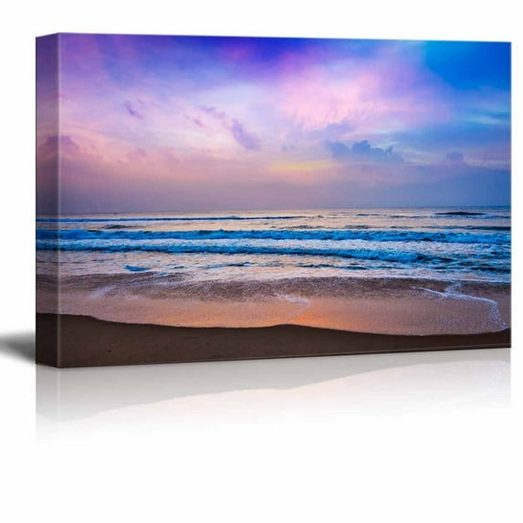 wall26 Canvas Prints Wall Art - Peaceful Ocean Sunrise | Modern Wall Decor/Home Decoration Stretched Gallery Canvas Wrap Giclee Print. Ready to Hang - 12" x 18"
