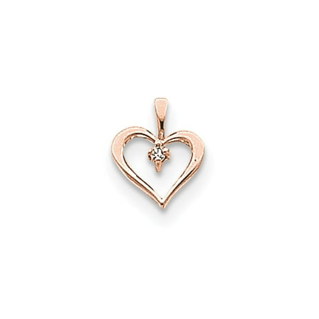 14k Rose Gold AA Diamond heart pendant
