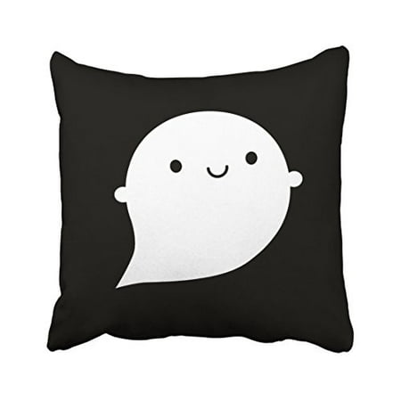 WinHome Cartoon Vintage Happy Halloween Ghost Black And White Simple Pattern Polyester 18 x 18 Inch Square Throw Pillow Covers With Hidden Zipper Home Sofa Cushion Decorative Pillowcases