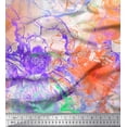 thumbnail image 1 of Soimoi Orange Cotton Duck Fabric Flower Watercolor Print Fabric by the Yard 42 Inch Wide, 1 of 3