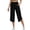 Black, variant on Women's High Waist Capri Yoga Pants with Pockets, Solid Split Hem Wide Leg Cropped Pants Casual Daily Capri Trousers