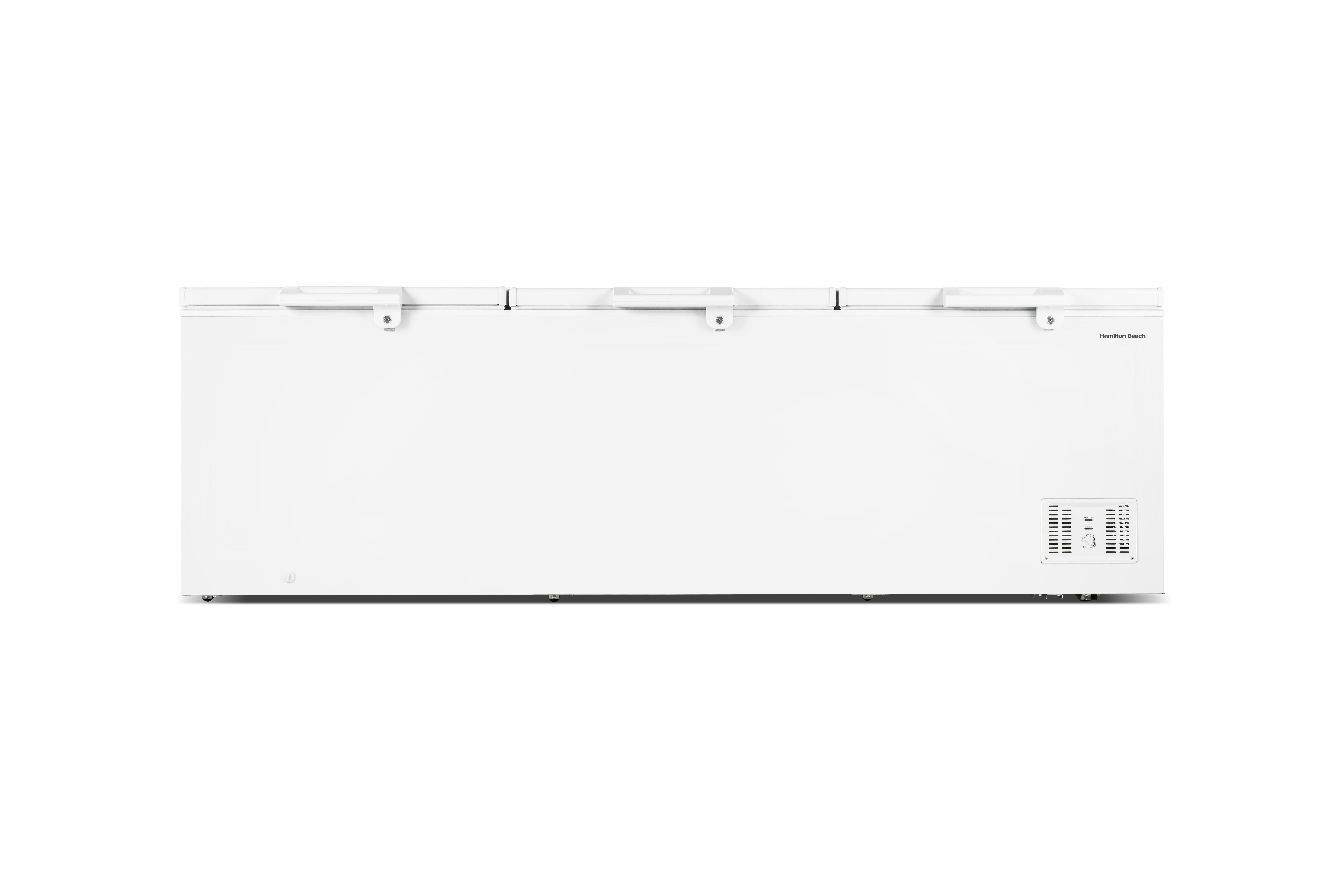 Hamilton Beach 43 Cu. ft. Triple-Door Garage-Ready Chest Freezer, 1,220 Liter Commercial Deep Freezer with Adjustable Thermostat, Lock & Key, White