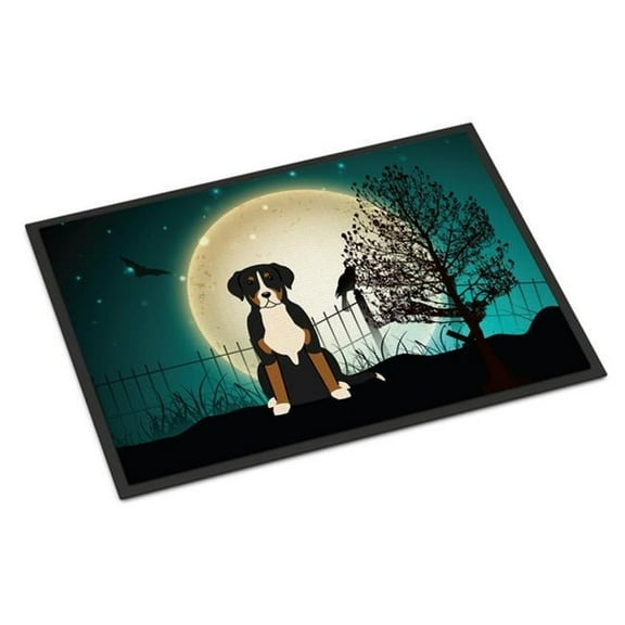Halloween Scary Greater Swiss Mountain Dog Indoor or Outdoor Mat, 24 x 0.25 x 36 in.