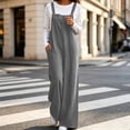 thumbnail image 6 of Womens Corduroy Wide Leg Overalls, Loose Soft Jumpsuit with Pockets, Vintage Fashion Pants for Daily Business Casual Travel Wear | VerBelle,Gray L, 6 of 9