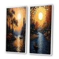 thumbnail image 3 of Designart "Golden Hour Glow Yellow Canal Serenity II" Canals Framed Wall Art Set Of 2 - Yellow Architecture Framed Wall Art Set Of 2, 3 of 7