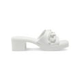 thumbnail image 3 of INC Womens White Chain Accent Padded Rozie Square Toe Block Heel Slip On Heeled Sandal 10 M, 3 of 4