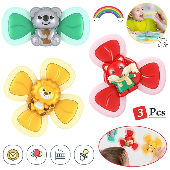 MesaSe 3Pcs Suction Cup Top Toy,Suction Cup Spinning Top Toy,Spin Sucker Spinning Top Spinner Toy,Table Sucker Gameplay Toy Safe Interesting Early Learner Toys for Baby Kids