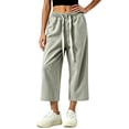 thumbnail image 2 of Hueook Straight Leg Jeans for Women Drawstring Elastic Waist Denim Pants with Pockets Casual M, 2 of 5