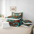 thumbnail image 5 of Manfei Hippie Cowgirl Boot Bedding Comforter Set 7pcs for Teen, Brown Cyan Cross Queen Bedding Sets, Vintage Western Theme Reversible Queen Sheet Sets, Microfiber Bedroom Decor, 5 of 7