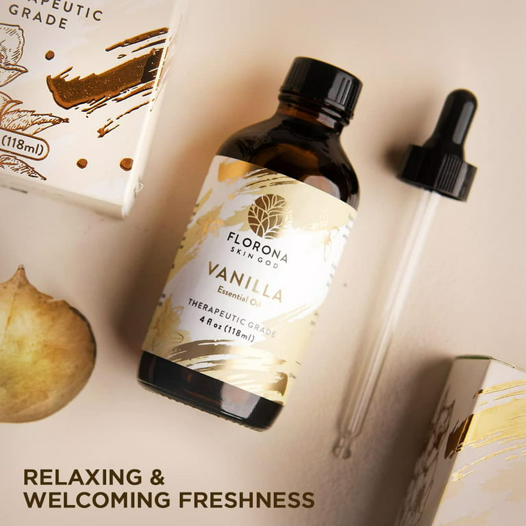 Florona Vanilla Premium Grade Essential Oil - 4 fl oz, for Hair, Skin,  Diffuser Aromatherapy, Soap Making, Candle Making 