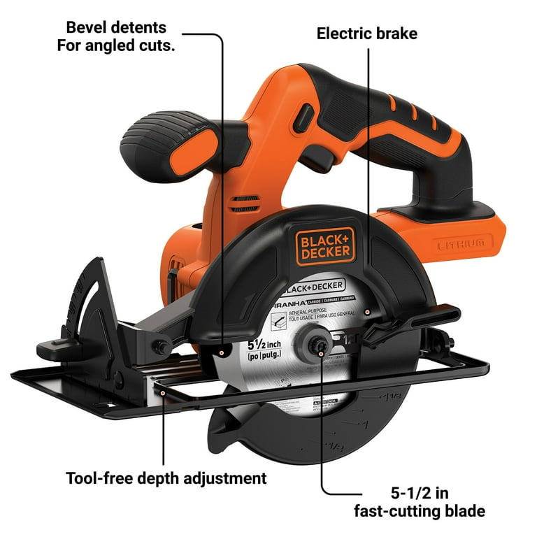 BLACK+DECKER 20V Max Lithium-Ion Cordless 5.5-Inch Circular Saw, Bare Tool (No Battery), BDCCS20B BLACK+DECKER 20V Max Lithium-Ion Cordless 5.5-Inch Circular Saw, Bare Tool (No Battery), BDCCS20B
