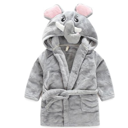 

HeroNeo Kids Boys Girls Winter Flannel Bathrobe Cartoon Animal Hooded Robes with Belt