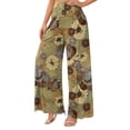 thumbnail image 2 of Women Summer High Waisted Cotton Linen Palazzo Pants Wide Leg Long Lounge High Waist Flowy Toursers with Pockets, 2 of 6