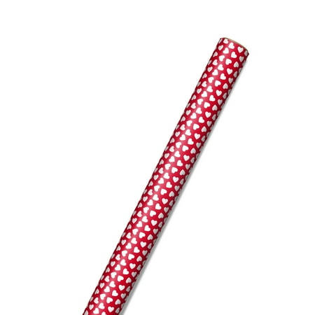 Hallmark Valentine's Day Wrapping Paper with Cut Lines on Reverse, Hearts on Red (25 sq. ft.)