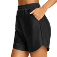 thumbnail image 5 of Duoif Swim Shorts Women, High Waisted Board Swimsuit Bathing Shorts with Pockets Boy Shorts Swimsuit Bottom Wide Elastic Sports Yoga Shorts Swimbottom Swimsuit Bottoms for Women Black L, 5 of 9