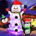thumbnail image 2 of Danxilu Muñeco de nieve inflable navideño de 7 pies con pingüinos, luces LED giratorias incorporadas, decoraciones para exteriores, muñeco de nieve explotado y pingüinos lindos para jardín, césped, de, 2 of 3