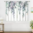 thumbnail image 4 of Eucalyptus Botanical Leaves Blue Purple Floral Kitchen Window Curtains over Sink Farmhouse Flower Leaf Small Window Treatment Cafe Short Curtains for Bathroom Treatment Tier Drape 27.5x39 inch, 4 of 6
