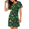 thumbnail image 2 of Yiaed Dinosaurs Print Women's Loose-Fit Short Sleeve Nightgown, Soft and Comfortable Sleep Dress for Relaxation and Sleepwear, 2 of 6