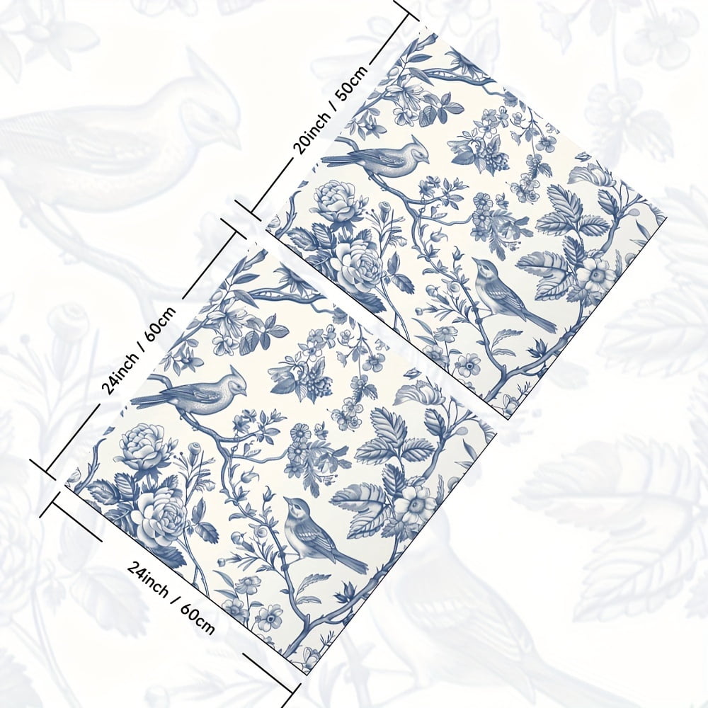 1pc, Dish Drying Pad, Blue Birds On Branches Pattern Washing Machine Cover Mat, Countertop Absorbent Pad, Washstand Drain Mat, Soft Faucet Absorbent Mat, Kitchen Accessories, Bathroom Accessories