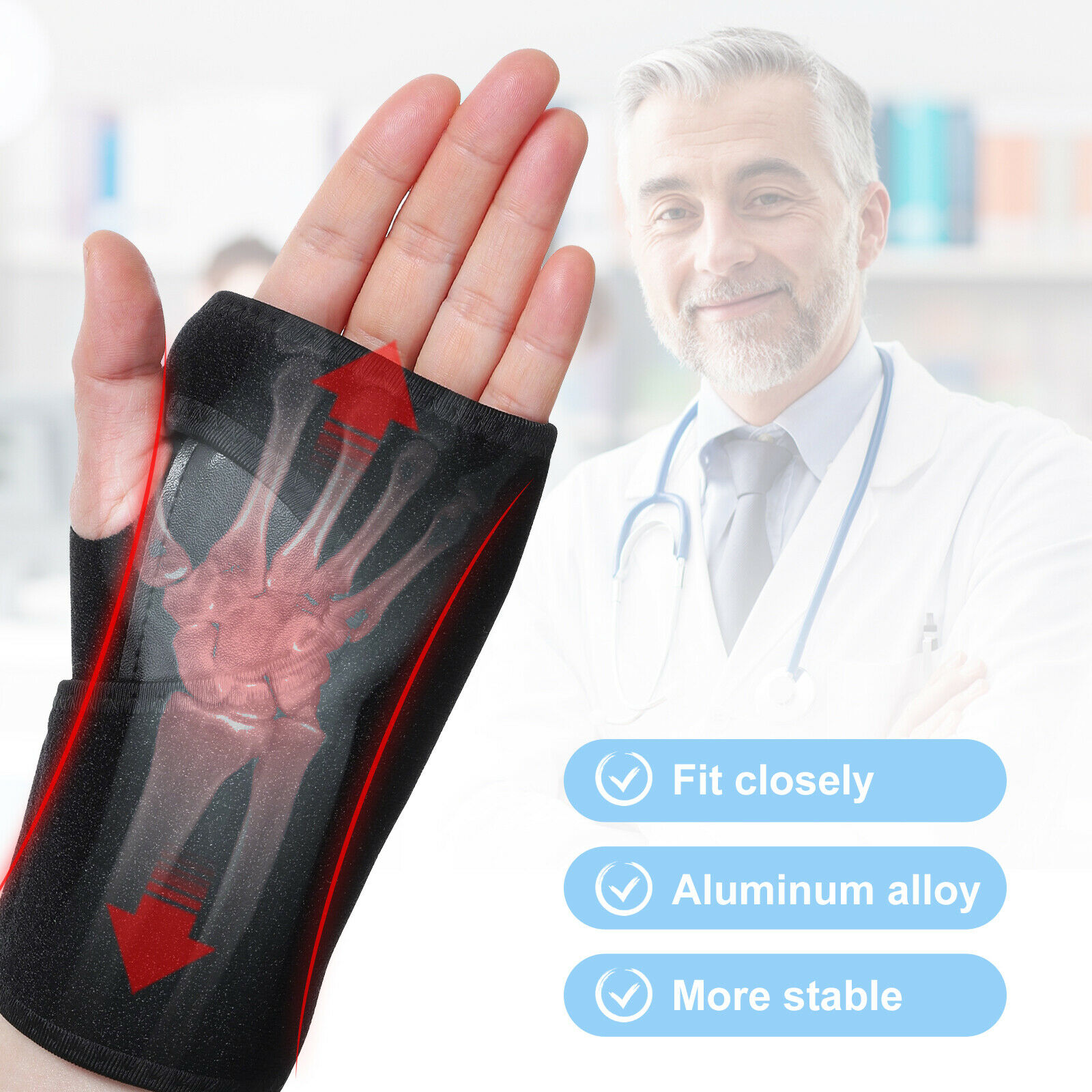 Dazone 1pc Adjustable Left Wrist Hand Brace, Breathable Wrist Brace