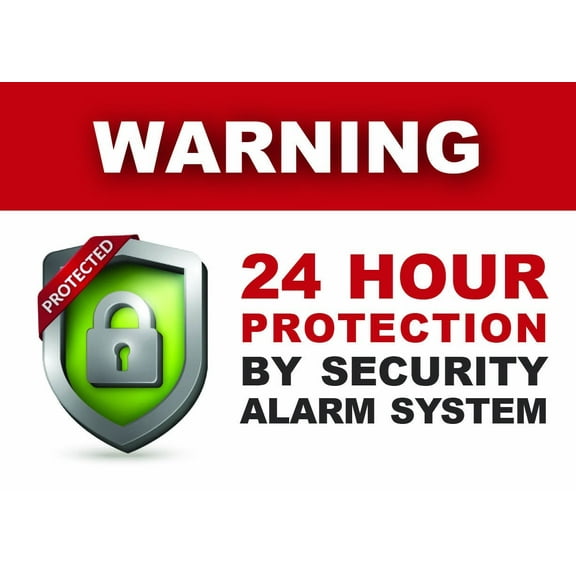 (6 Pack) 3.5 X 2.5 Self Adhesive Home Business 24 Hour Protection by Security System Window Door Warning Alert Sticker Decals. For indoor / outdoor use