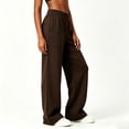 thumbnail image 6 of PNTUTB Women's Activewear Pants Stylish Solid-Color Versatile Pants Casual Stretchy High-Waisted Loose Comfortable Wide-Leg Pants with Pockets, 6 of 7