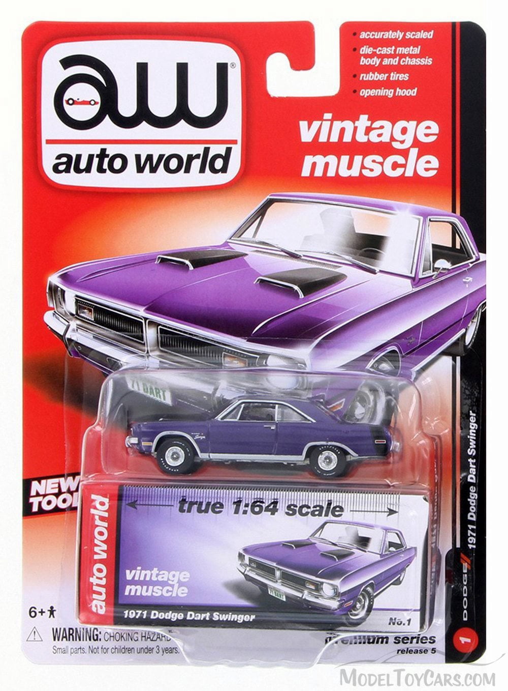 Autoworld 64042B 1 by 64 Diecast Muscle Cars Release 5B Premium Licensed Cars Model Cars, Set of 6