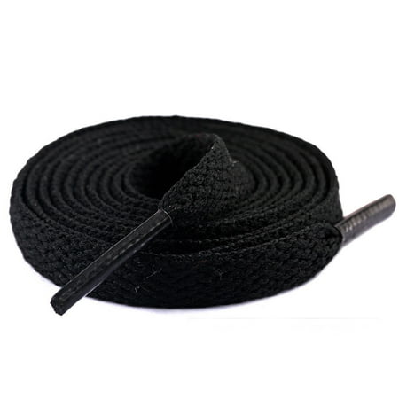 Quickwittc 2 Pair Flat Shoe laces Shoelaces for Athletic Running Sneakers Shoes Boot Strings Black