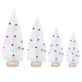 thumbnail image 4 of EeaseMX Mini árbol de Navidad blanco de 15 cm, creativo, con agujas de pino y purpurina, adorno de escritorio, accesorio decorativo para fotos con soporte de madera y campana., 4 of 8