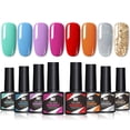 thumbnail image 1 of Kit de 8 esmaltes de gel de 8,5 ml, esmalte de uñas semipermanente con capa brillante y purpurina, ideal para principiantes en manicura | 6 kits opcionales, 48 colores en total, 1 of 9