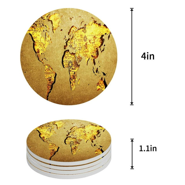 RYLABLUE Ensemble de Rêves Voile Jaune Voilier dans la Mer Ensemble de 4 sous-Verres Ronds pour Boissons, Dessous de Verre en Céramique Absorbante avec Base en Liège pour Décoration de Maison Cuisine Table Basse Bar