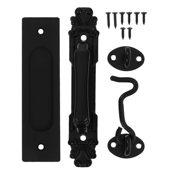 1 Set Barn Door Handle Lock Hook Gate Latch Garage Door Hardware Kit Sliding Handle and Eye Latch