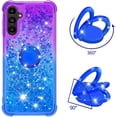 thumbnail image 3 of Clear Case for Samsung Galaxy A14 5G with Kickstand for Girls Women, Liquid Glitter Sparkle Bling Cute Case Gradient Quicksand Cover for Samsung Galaxy A14 5G JB Purple Navy, 3 of 16