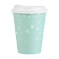 thumbnail image 4 of Restpresso 12 oz Blue Christmas Snowflakes Paper Single Wall Coffee Cup - with White Lid - 3 1/2" x 3 1/2" x 4 3/4" - 400 count box, 4 of 10