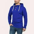 thumbnail image 2 of VNKIDY Men's Hoodies Fall Solid Color Hooded Henley Shirt Long Sleeve Slim Fit Hooded Pullover With Button Placket For Casual Daily Wear Durable Tops, 2 of 7
