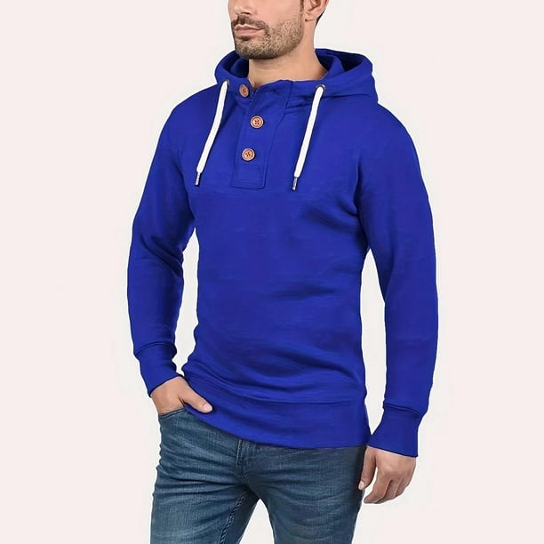 WILLBEST Sudadera con Capucha para Hombre, De Primavera y Otoño, con Botones Decorativos y Cuello A La Moda, Estilo Europeo e Informal Mediana