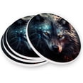 thumbnail image 2 of Cool Wolf Coasters Absorbent Moisture Non-Slip Drink Coaster Ceramic Stone with Cork Base Desktop Protection, 4PCS, 2 of 6