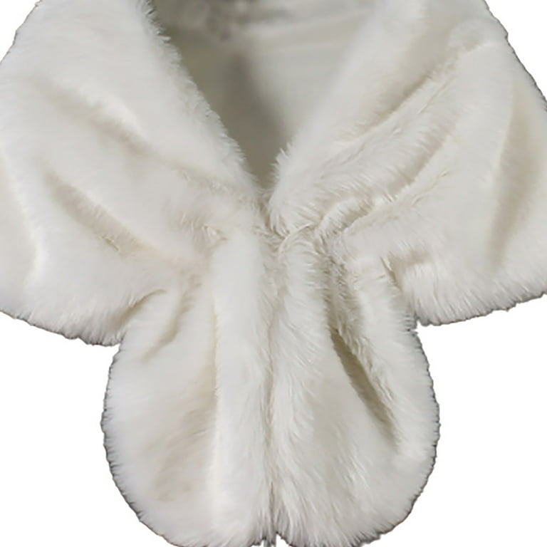 Odoukey Faux Furs Sjaal Lange Fluffy All-seizoen Ultra-Zacht Soepel Feest Warme Sjaals Shrug Hals Warmer Wit, Wit, 180*14cm/70.9*5.5inch