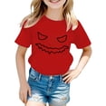 thumbnail image 2 of Ulitacool Girl Tops Halloween O Neck Graphic Prints Short Sleeve Hallowma Tee 6-7 Years Red, 2 of 4