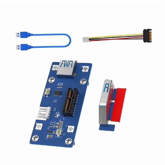 PCIE 1X Adapter Card with LED Lighting for 1u Server Chassis Graphics Card