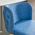 thumbnail image 4 of Furniture,Swivel Barstools Adjusatble Seat Height With Chrome Base, Modern PU Upholstered Bar Stools with the whole Back Tufted, for Home Pub and Kitchen Island,Blue, Set of 2, 4 of 6