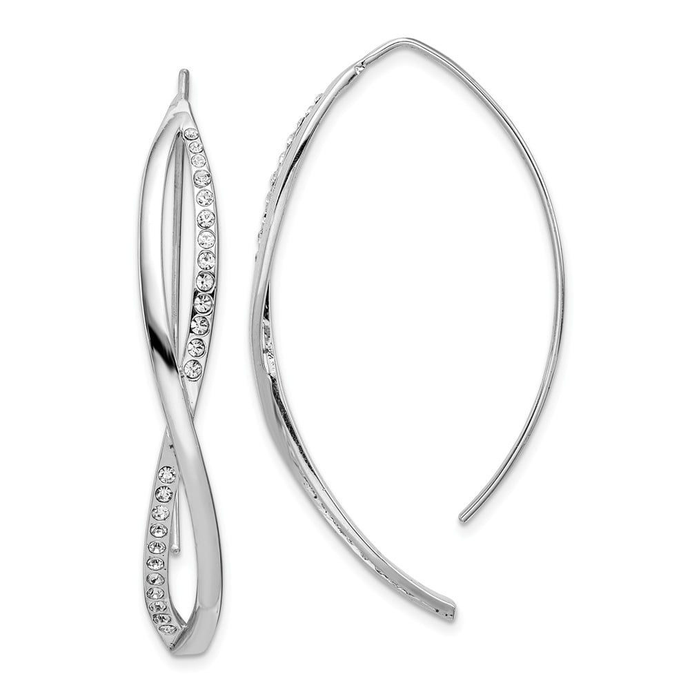So Chic Jewels 925 Sterling Silver Twisted Ear Studs with Cubic Zirconia