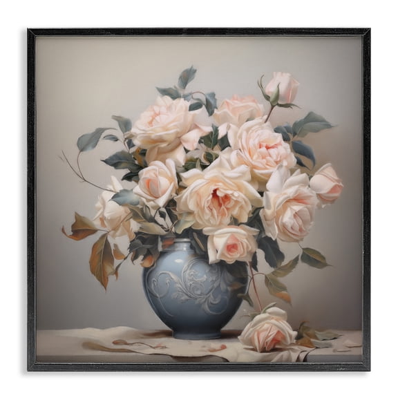 Stupell Industries Rose Paragon Vase Black Framed Giclee Art, design by Steve Hunziker