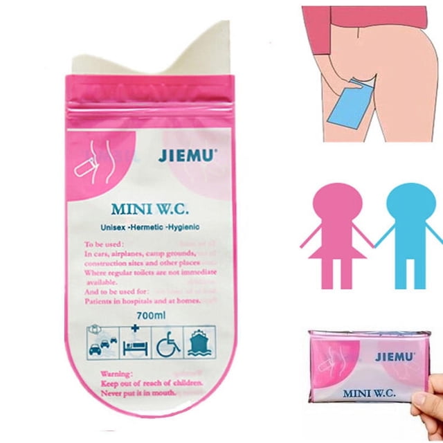 EGNMCR Camping & Randonnée Extérieur 4 Pcs Urinoir Jetable Sac de Toilette Camping Homme Femme Enfants Adultes Poupées Complètes
