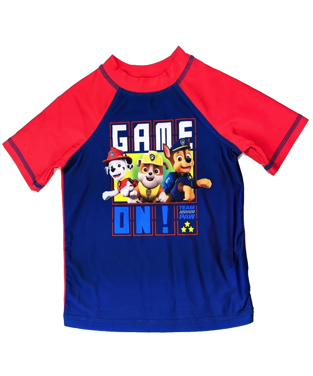 Boys Kids Official Paw Patrol Blue Chase Short Sleeve T Shirt Top 