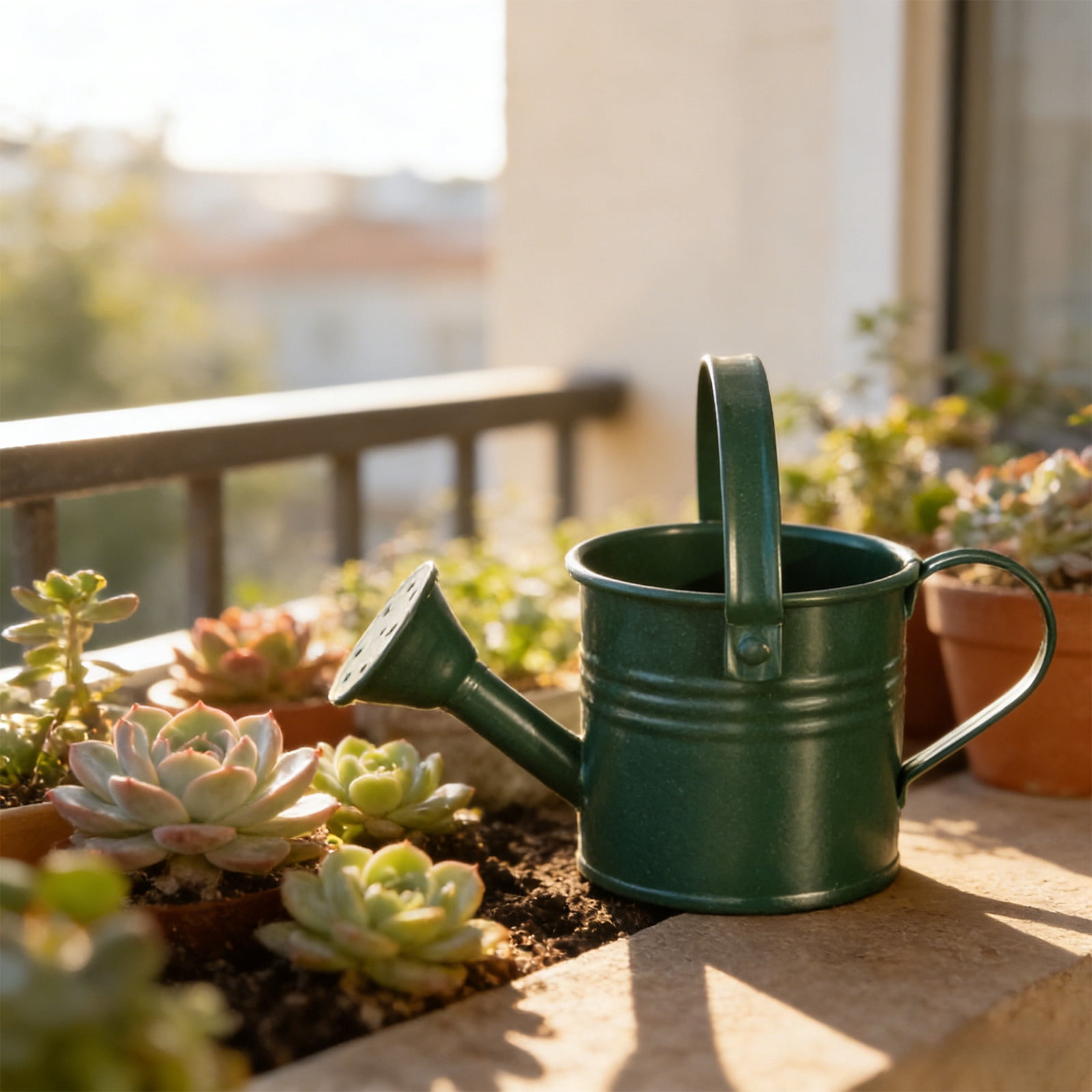 Tusihei Mini Watering Can, Small Cute Iron Watering Can with Sprinkler Head and Handle, Durable Portable Decorative Sprinkling Can for Gardening Succulents Houseplants Bonsai
