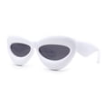 thumbnail image 2 of Womens Funky Balloon Thick Cat Eye Retro Plastic Sunglasses White Black, 2 of 4