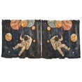 thumbnail image 7 of Yayeee Kitchen Curtains Tier Set of 2 Light Filtering 57"x24" Over Sink Window Panels, Retro Watercolor Planet, 7 of 7