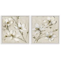 Stupell Industries Outstretched Dogwood Branches Floral Painting White Framed Art Print Wall Art, 17 x 17, Set of 2